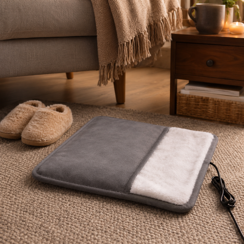 96 Pieces Ultra-Plush Electric Foot Warmers (Soft Gray Heated Foot Pocket with White Plush Lining – Attached Power Cord and Easy-Clean Design)