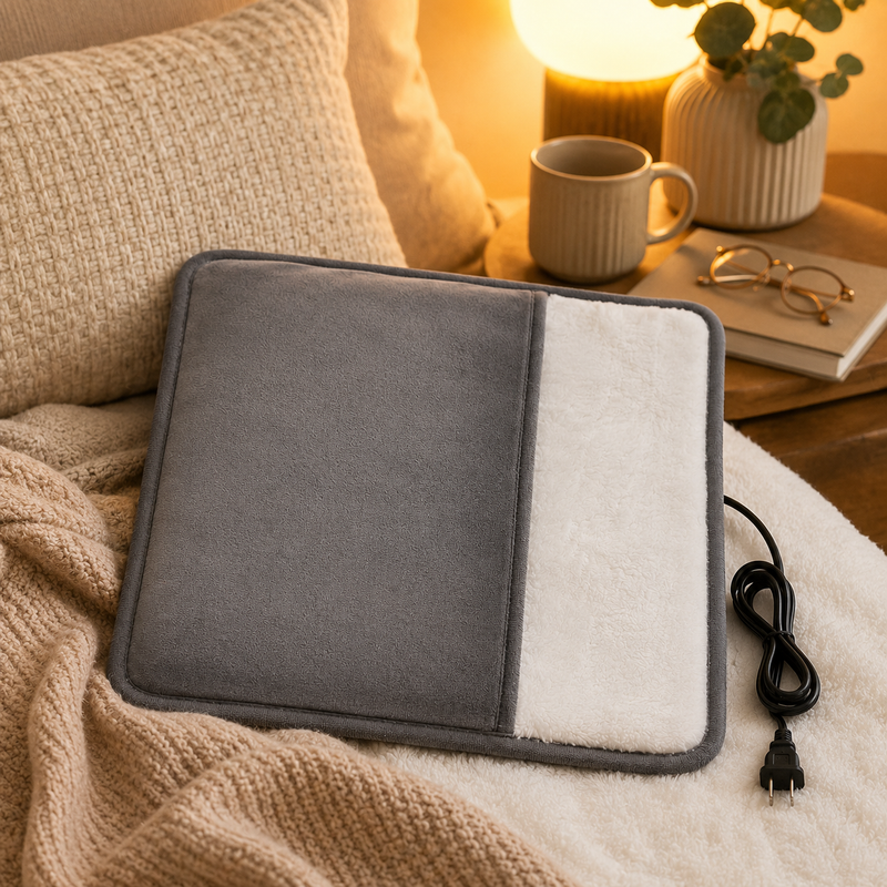 96 Pieces Ultra-Plush Electric Foot Warmers (Soft Gray Heated Foot Pocket with White Plush Lining – Attached Power Cord and Easy-Clean Design)