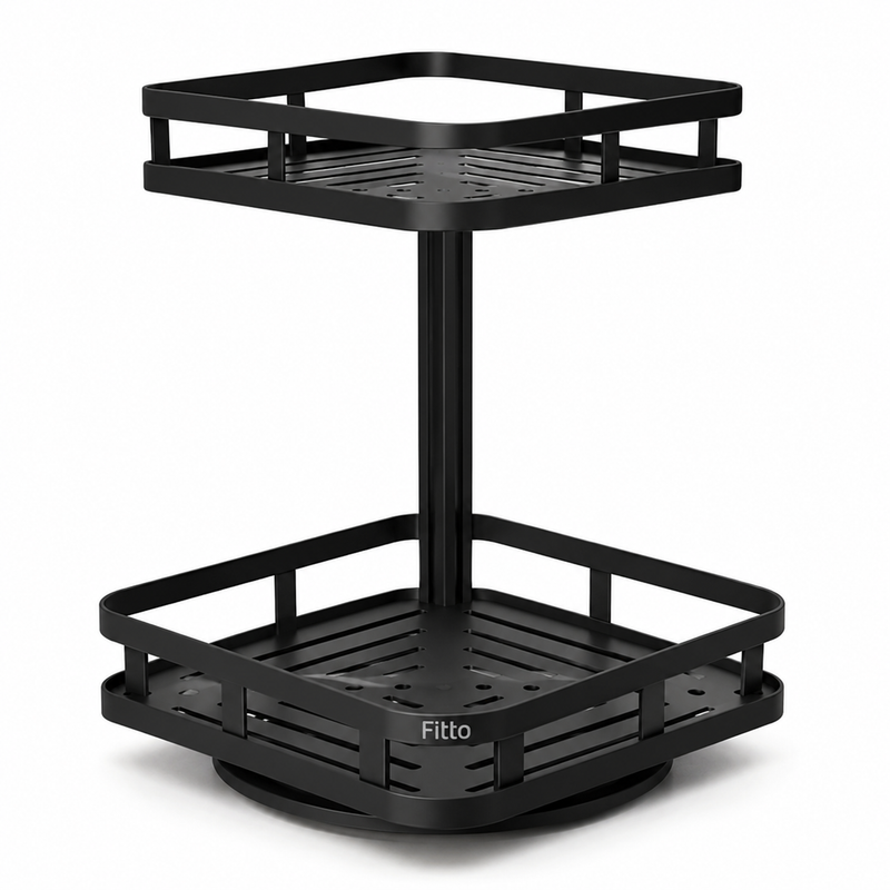 72 Pieces 2-Tier Corner Kitchen Storage Racks (360° Rotating Organizer with Large Capacity Shelves for Spices – Bottles – Jars and Countertop Storage)