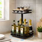 72 Pieces 2-Tier Corner Kitchen Storage Racks (360° Rotating Organizer with Large Capacity Shelves for Spices – Bottles – Jars and Countertop Storage)