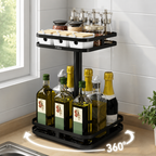 72 Pieces 2-Tier Corner Kitchen Storage Racks (360° Rotating Organizer with Large Capacity Shelves for Spices – Bottles – Jars and Countertop Storage)