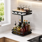 72 Pieces 2-Tier Corner Kitchen Storage Racks (360° Rotating Organizer with Large Capacity Shelves for Spices – Bottles – Jars and Countertop Storage)