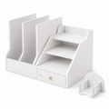72 Pieces Desk Organizers (White Desktop Storage Shelf with Drawer – File Holder – Multi-Compartment Organizer and Mobile Holder for Office Desk)
