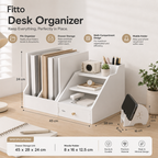 72 Pieces Desk Organizers (White Desktop Storage Shelf with Drawer – File Holder – Multi-Compartment Organizer and Mobile Holder for Office Desk)