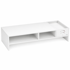 96 Pieces Desk Organizer and Laptop Monitor Risers (White Engineered Wood Desktop Stand with Drawer Storage and Open Compartments – 49 x 20 x 10 cm)