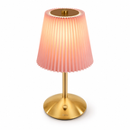 72 Pieces Pleated Night Lights (Pink – Rechargeable Warm White LED Table Lamp – Metal Base – USB Charging Cable – 30 cm)
