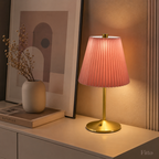 72 Pieces Pleated Night Lights (Pink – Rechargeable Warm White LED Table Lamp – Metal Base – USB Charging Cable – 30 cm)