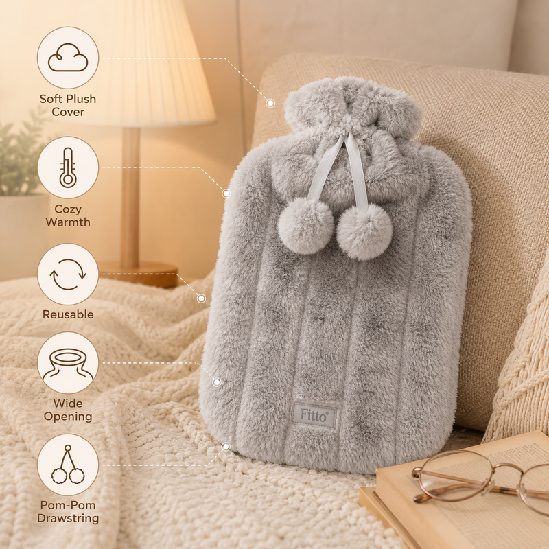 96 Pieces Hot Water Bags with Cover Knitted Reusable Warm Water Bottle Pouch (2L capacity – Grey)