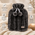 96 Pieces Hot Water Bags with Cover Knitted Reusable Warm Water Bottle Pouch (2L capacity – Dark Grey)