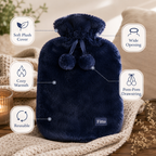 96 Pieces Hot Water Bags with Cover Knitted Reusable Warm Water Bottle Pouch (2L capacity – Dark Blue)