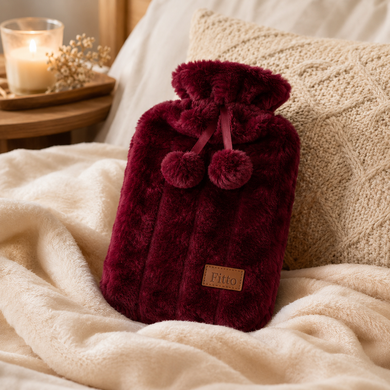 96 Pieces Hot Water Bags with Cover Knitted Reusable Warm Water Bottle Pouch (2L capacity – Dark Red)