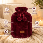 96 Pieces Hot Water Bags with Cover Knitted Reusable Warm Water Bottle Pouch (2L capacity – Dark Red)
