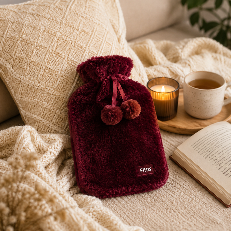 96 Pieces Hot Water Bags with Cover Knitted Reusable Warm Water Bottle Pouch (2L capacity – Dark Red)