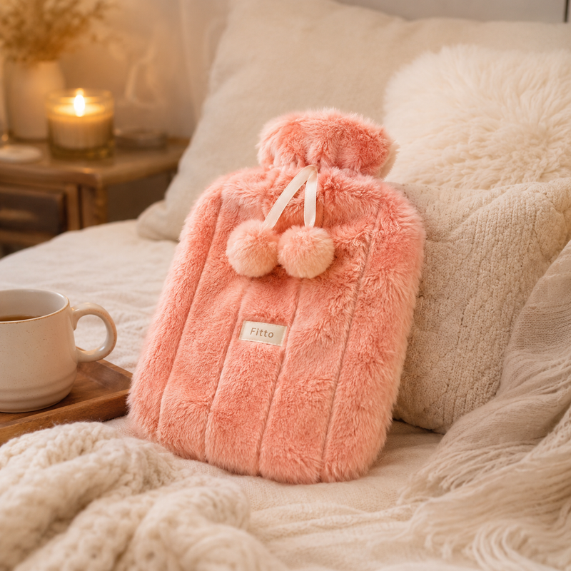 96 Pieces Hot Water Bags with Cover Knitted Reusable Warm Water Bottle Pouch (2L capacity – Light Pink)