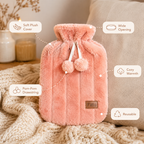 96 Pieces Hot Water Bags with Cover Knitted Reusable Warm Water Bottle Pouch (2L capacity – Light Pink)
