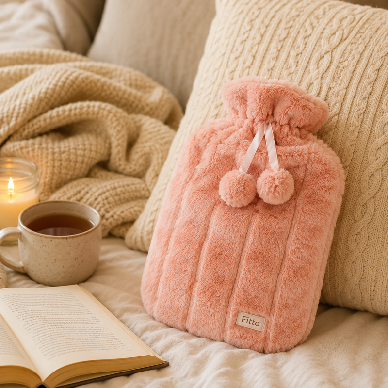 96 Pieces Hot Water Bags with Cover Knitted Reusable Warm Water Bottle Pouch (2L capacity – Light Pink)