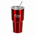 96 Pieces Metallic Red Insulated Travel Tumblers with Lid and Reusable Straw (Stainless Steel Double Wall Coffee Mug for Car Cup Holder)