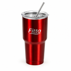 96 Pieces Metallic Red Insulated Travel Tumblers with Lid and Reusable Straw (Stainless Steel Double Wall Coffee Mug for Car Cup Holder)