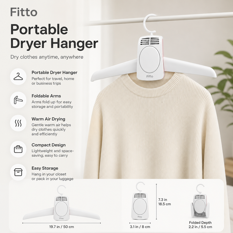 72 Pieces White Portable Dryer Hangers (Foldable Electric Clothes Drying Hanger with Warm Air Flow for Travel – Home and Wardrobe Use)