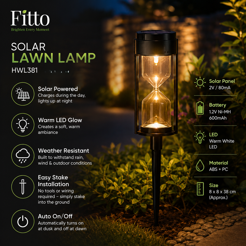 96 Pieces Black Solar Lawn Lamp HWL381s (Warm White LED Outdoor Garden Stake Light with Auto On Off and Weather Resistant Design)