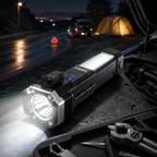 120 Pieces Black Rechargeable Emergency Torches (18 cm Portable LED Flashlight with COB Side Light – Glass Breaker and Seatbelt Cutter)