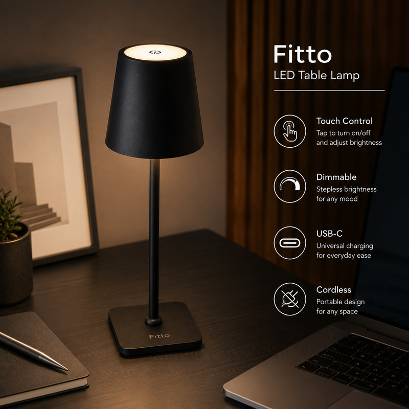 96 Pieces LED Table Lamps (Cordless Rechargeable Touch Control Dimmable Desk Lamp with USB-C Charging for Bedroom Office)
