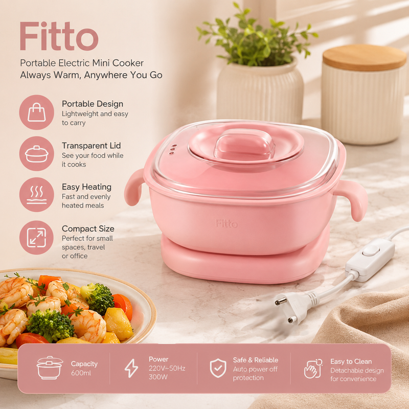 96 Pieces Portable Electric Mini Cookers (600 ml Compact Food Warmer with Transparent Lid – 300W – Detachable Design)