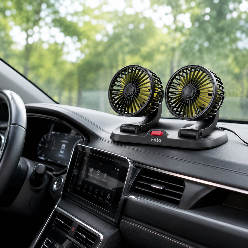 96 Pieces Dual Head Car Fans (12V Plug – 360 Degree Adjustable – 2 Speed Control – Low Noise Cooling)