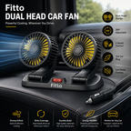 96 Pieces Dual Head Car Fans (12V Plug – 360 Degree Adjustable – 2 Speed Control – Low Noise Cooling)