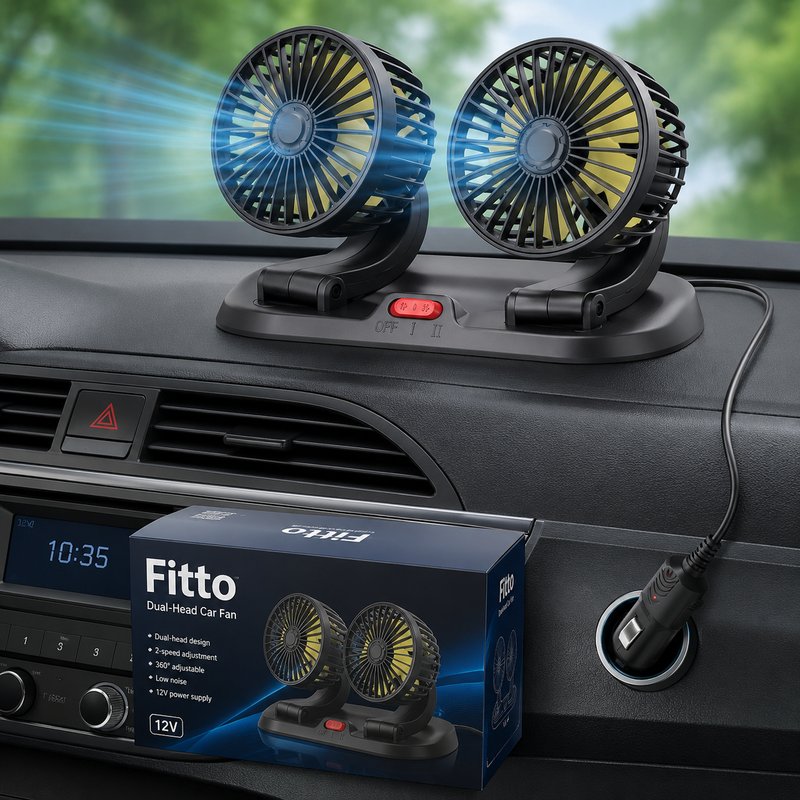 96 Pieces Dual Head Car Fans (12V Plug – 360 Degree Adjustable – 2 Speed Control – Low Noise Cooling)