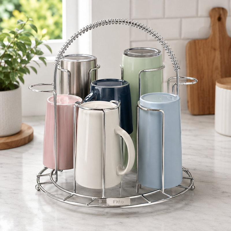 120 Pieces Chrome Metal Organizer Racks (Portable Countertop Storage Holder with Carry Handle and Multi Slot Design – Silver)