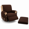 96 Pieces Recliner Chair Covers (Reversible Quilted Fabric Protector with Side Pocket – Machine Washable – Brown and Beige)