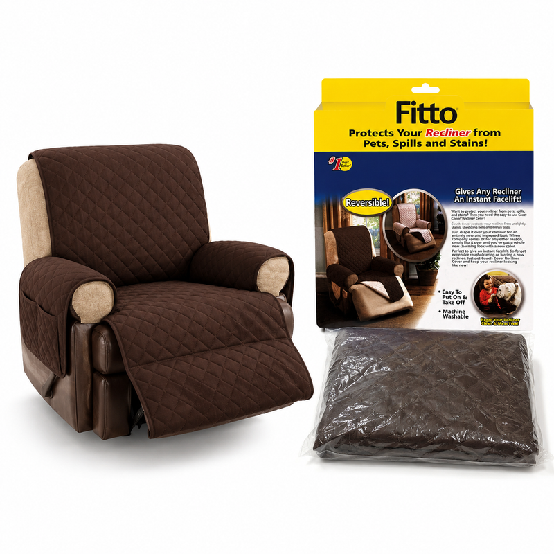 96 Pieces Recliner Chair Covers (Reversible Quilted Fabric Protector with Side Pocket – Machine Washable – Brown and Beige)