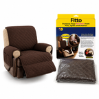 96 Pieces Recliner Chair Covers (Reversible Quilted Fabric Protector with Side Pocket – Machine Washable – Brown and Beige)