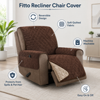 96 Pieces Recliner Chair Covers (Reversible Quilted Fabric Protector with Side Pocket – Machine Washable – Brown and Beige)