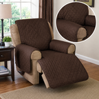 96 Pieces Recliner Chair Covers (Reversible Quilted Fabric Protector with Side Pocket – Machine Washable – Brown and Beige)