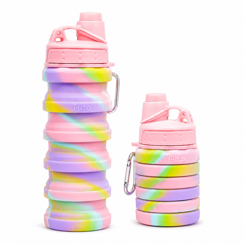 96 Pieces Collapsible Water Bottles (700 ml Foldable Leak-Resistant Bottle with Carry Clip – BPA-Free – Multicolor)