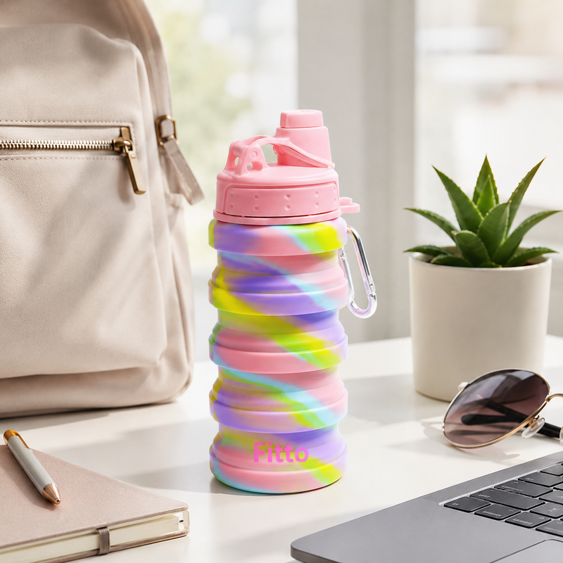 96 Pieces Collapsible Water Bottles (700 ml Foldable Leak-Resistant Bottle with Carry Clip – BPA-Free – Multicolor)