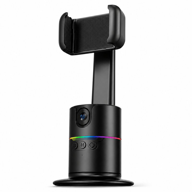 48 Pieces 360 Smart Shooting Gimbal Phone Holders (Auto Tracking Mobile Stand with RGB Light – Stable Desktop Base for Video Recording – Live Streaming – Video Calls and Content Creation)
