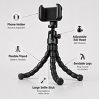 72 Pieces Flexible Mini Tripods with Universal Smartphone Holder (Bendable Octopus Legs – Adjustable Ball Head – Compact Portable Phone Stand for Photography – Video Recording – Vlogging – Live Streaming and Travel)