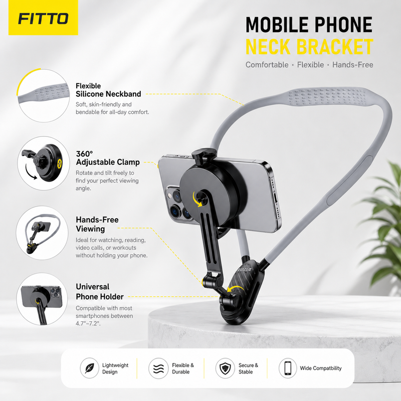 48 Pieces Mobile Phone Neck Brackets (Flexible Hands-Free Phone Holder with Adjustable Clamp – Silicone Neckband Stand for Video Watching – Reading – Online Calls and Desk or Bed Use)