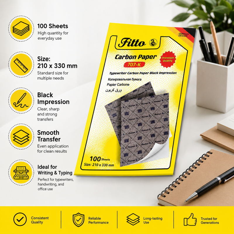 120 Pieces Carbon Paper Packs (Black Impression Copy Paper – 100 Sheets – 210 x 330 mm – for Typewriters – Forms – Invoices and Office Use)