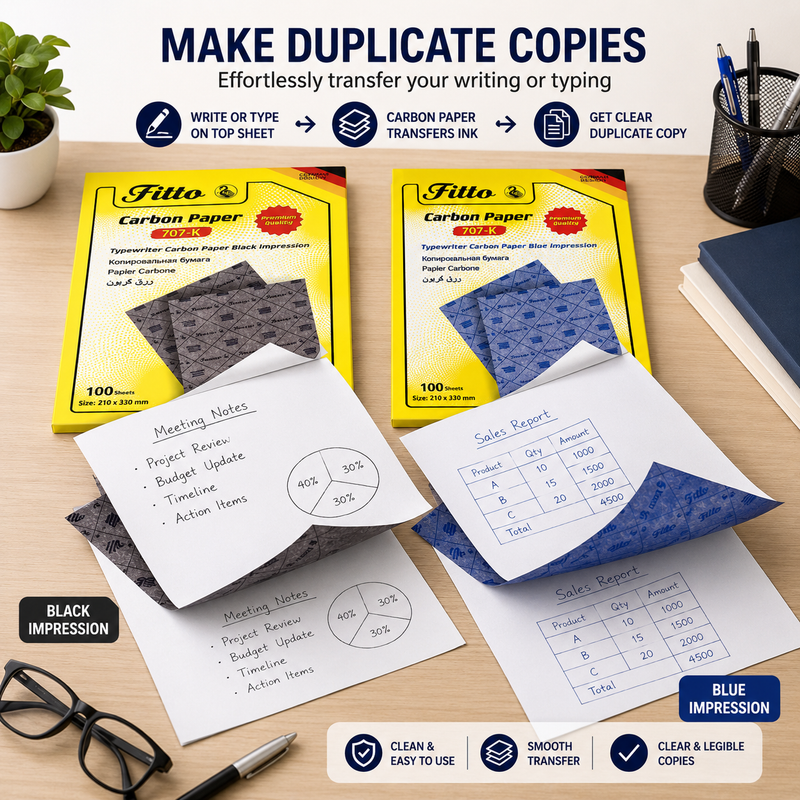 120 Pieces Carbon Paper Packs (Black Impression Copy Paper – 100 Sheets – 210 x 330 mm – for Typewriters – Forms – Invoices and Office Use)