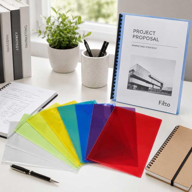 96 Pieces A4 Plastic Binding Cover Packs (150 Micron – 100 Pieces per Pack – Translucent Assorted Colors – Durable Document Presentation Covers for Spiral Binding – Reports – Projects & Office Documents)