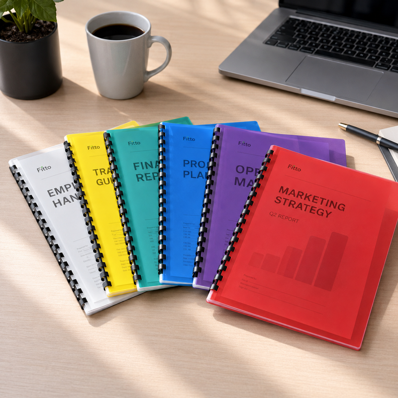 96 Pieces A4 Plastic Binding Cover Packs (150 Micron – 100 Pieces per Pack – Translucent Assorted Colors – Durable Document Presentation Covers for Spiral Binding – Reports – Projects & Office Documents)