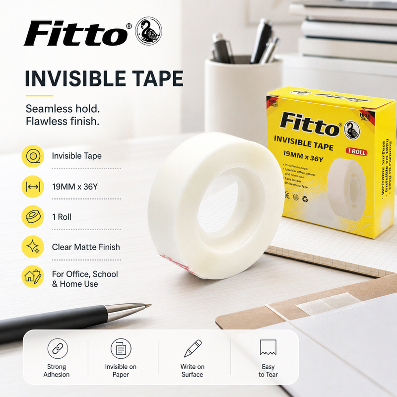 240 Pieces Invisible Tape Rolls (19mm x 36Y – Matte Finish Transparent Office Tape – Writable Surface – Strong Adhesive Multipurpose Tape for Gift Wrapping – Paper Repair – School – Home & Office Use)