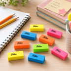 96 Pieces Artist's Mini Neon Dust-Free Erasers (60 Pieces – Latex-Free Non-Toxic PVC Colorful Pencil Erasers for Art – School – Office and Drawing)