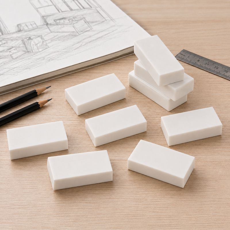 96 Pieces Giant Dust-Free Eraser Packs (10 Pieces per Pack – White Rectangular Erasers for Drawing – Sketching – School – Office and Art Use)