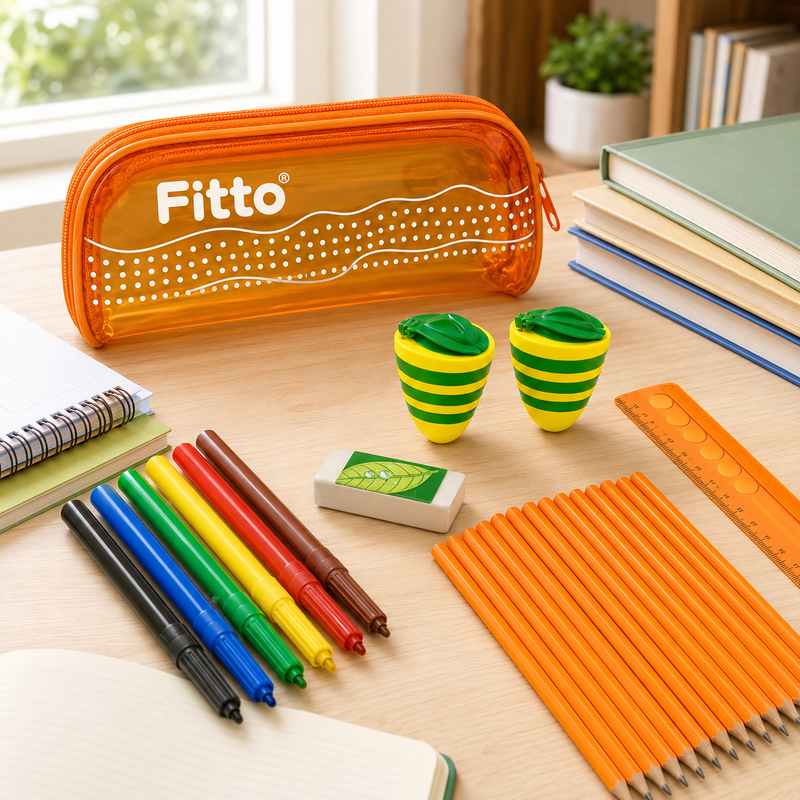 72 Pieces Complete Stationery Sets (Includes Pencil Case – 12 Pencils – 6 Fibre Pens – 2 Sharpeners – Eraser and Ruler for School – Home and Office)
