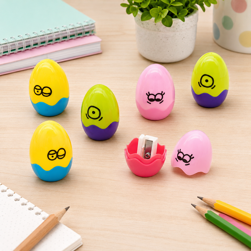 72 Pieces Alien Egg Pencil Sharpener Sets (24 Pieces Cute Cartoon Manual Sharpeners – Assorted Colors – Compact School Stationery)